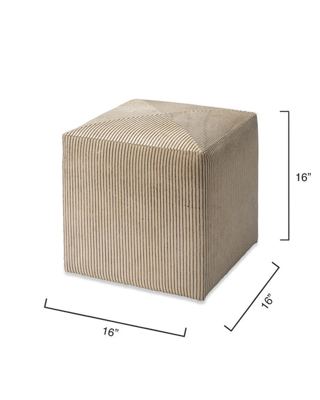 Jamie Young Pinstripe Hide Ottoman, Small