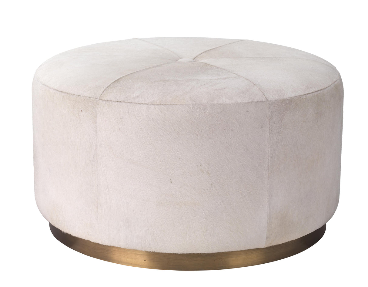 Jamie Young Thackery Hide On Roud Pouf, Large