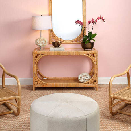 Jamie Young Thackery Hide On Roud Pouf, Large