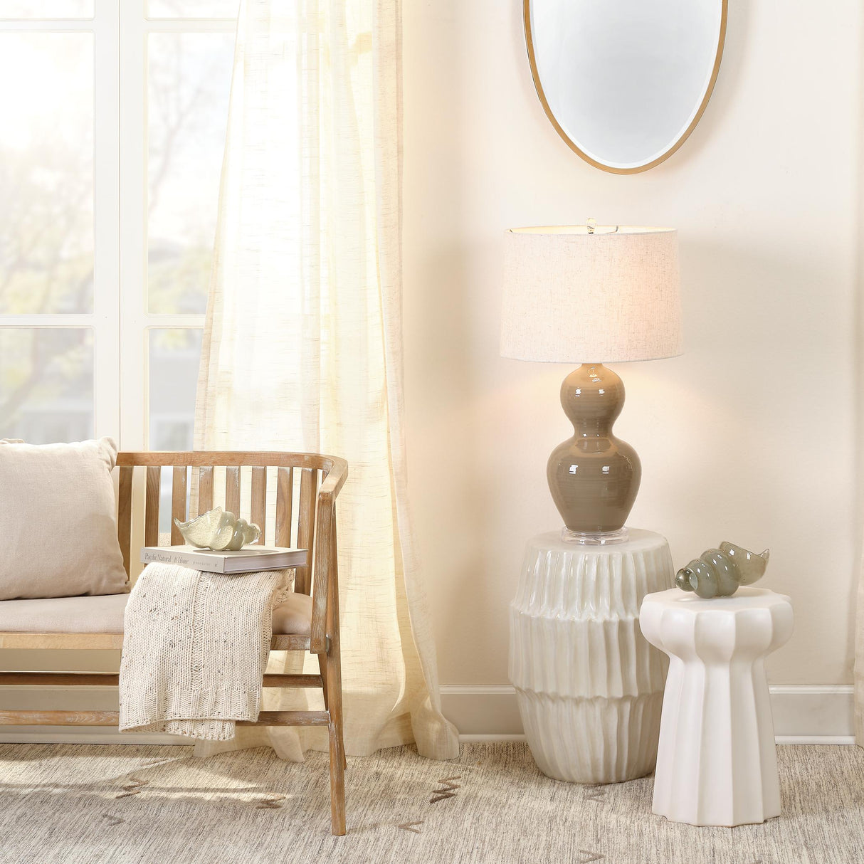 Jamie Young Algae Ceramic Indoor/Outdoor Side Table, White