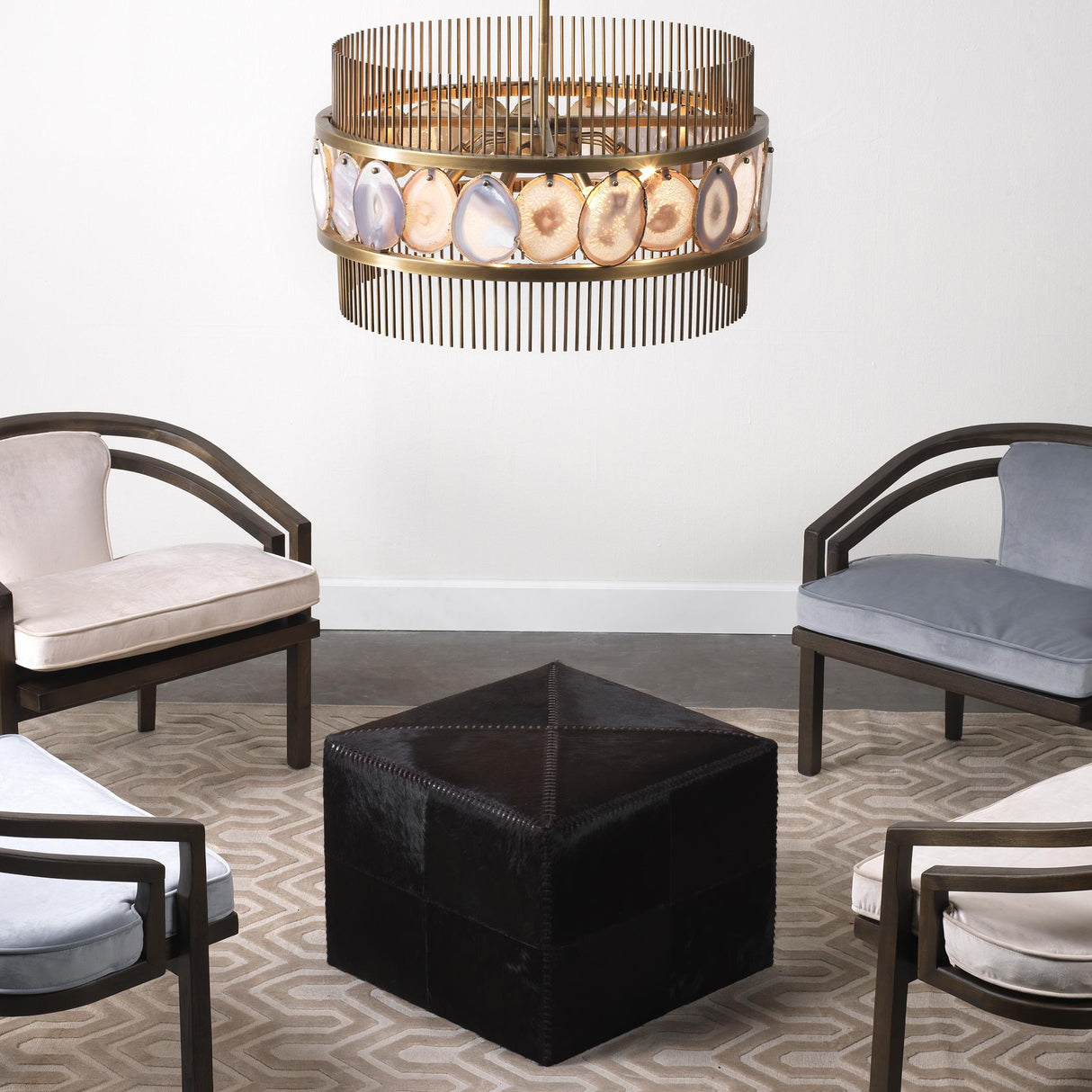 Jamie Young Espresso Hair on Hide Ottoman, Large