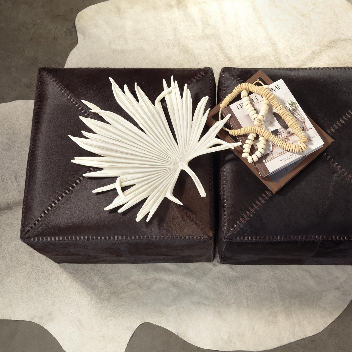 Jamie Young Espresso Hair on Hide Ottoman, Large