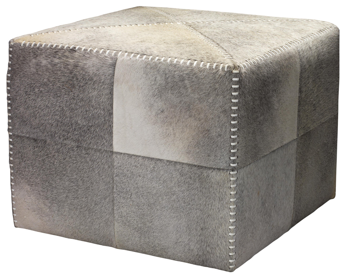 Jamie Young Grey Hair on Hide Ottoman, Large
