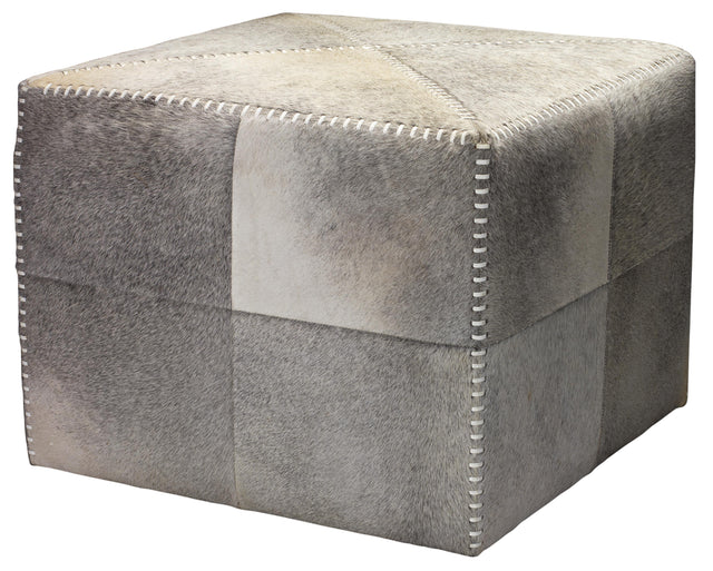 Jamie Young Grey Hair on Hide Ottoman, Large