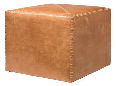 Jamie Young Buff Leather Ottoman, Large