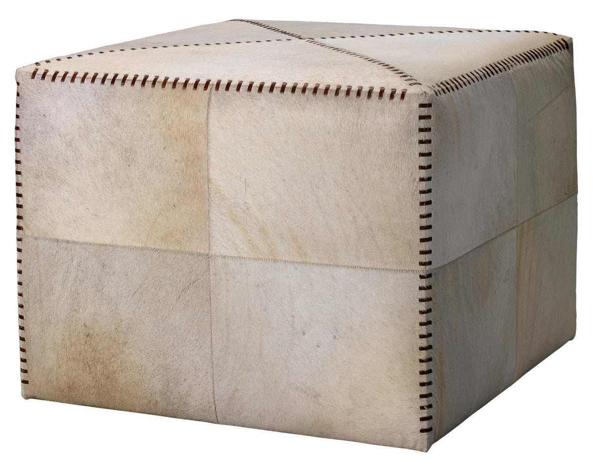 Jamie Young White Hair on Hide Ottoman, Large