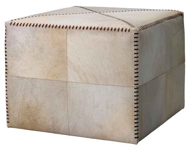 Jamie Young White Hair on Hide Ottoman, Large