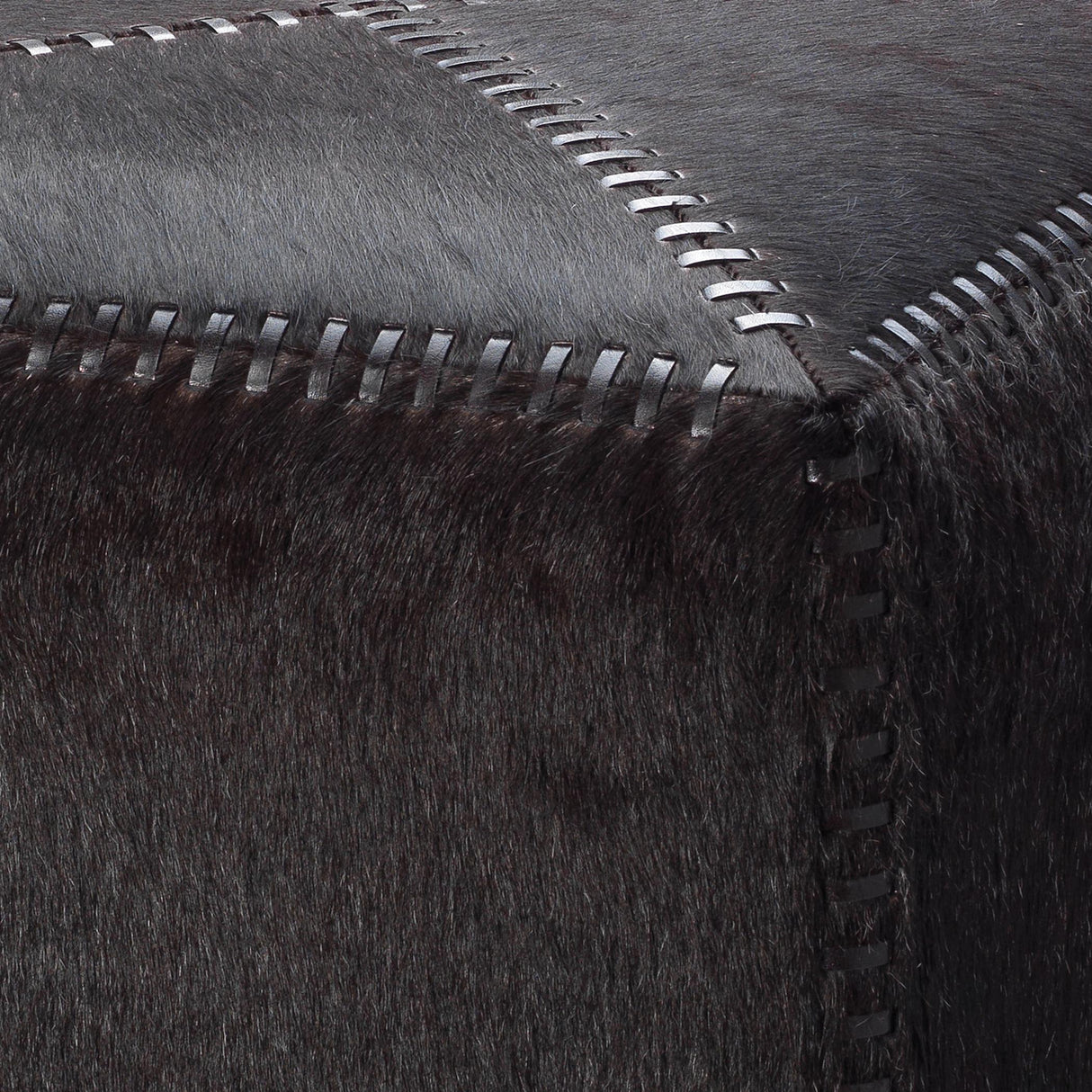 Jamie Young Espresso Hair on Hide Ottoman, Small