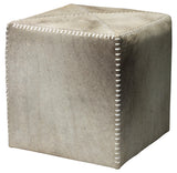 Jamie Young Grey Hair on Hide Ottoman, Small