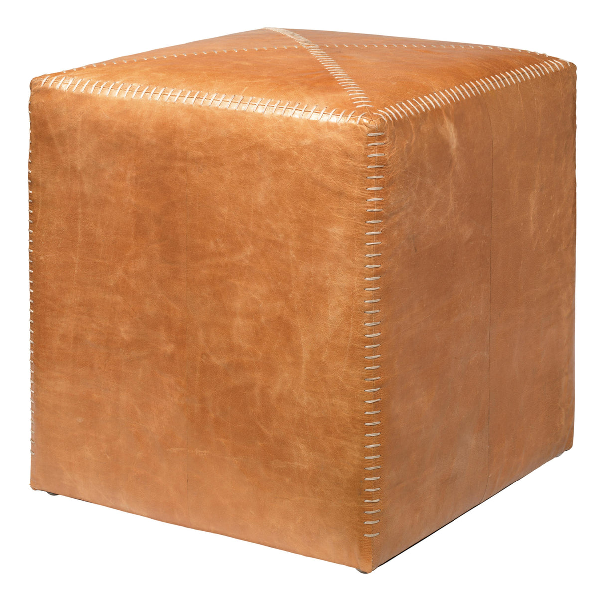 Jamie Young Buff Leather Ottoman, Small