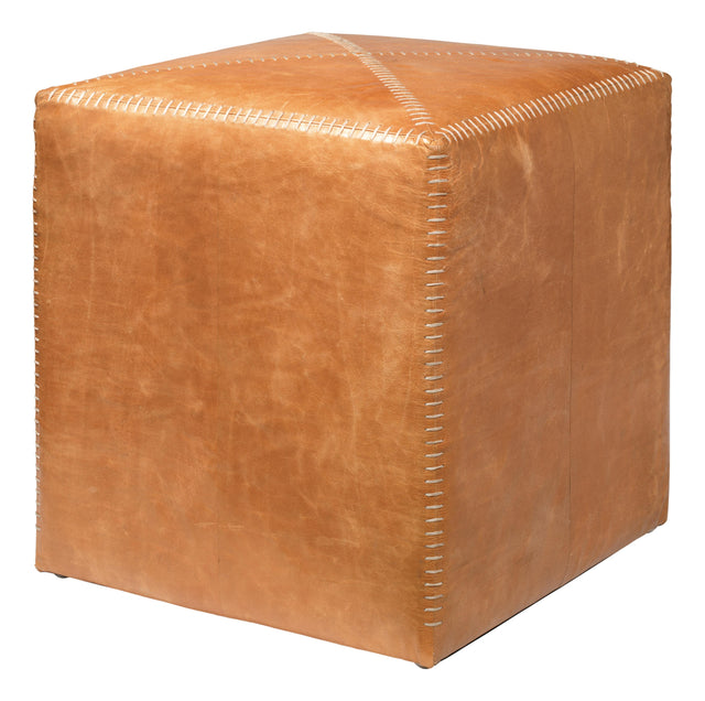 Jamie Young Buff Leather Ottoman, Small