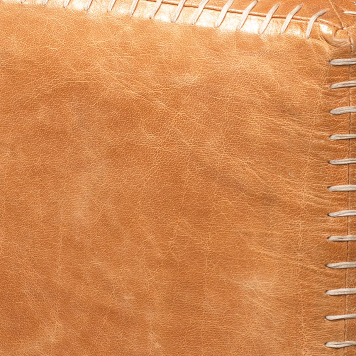 Jamie Young Buff Leather Ottoman, Small