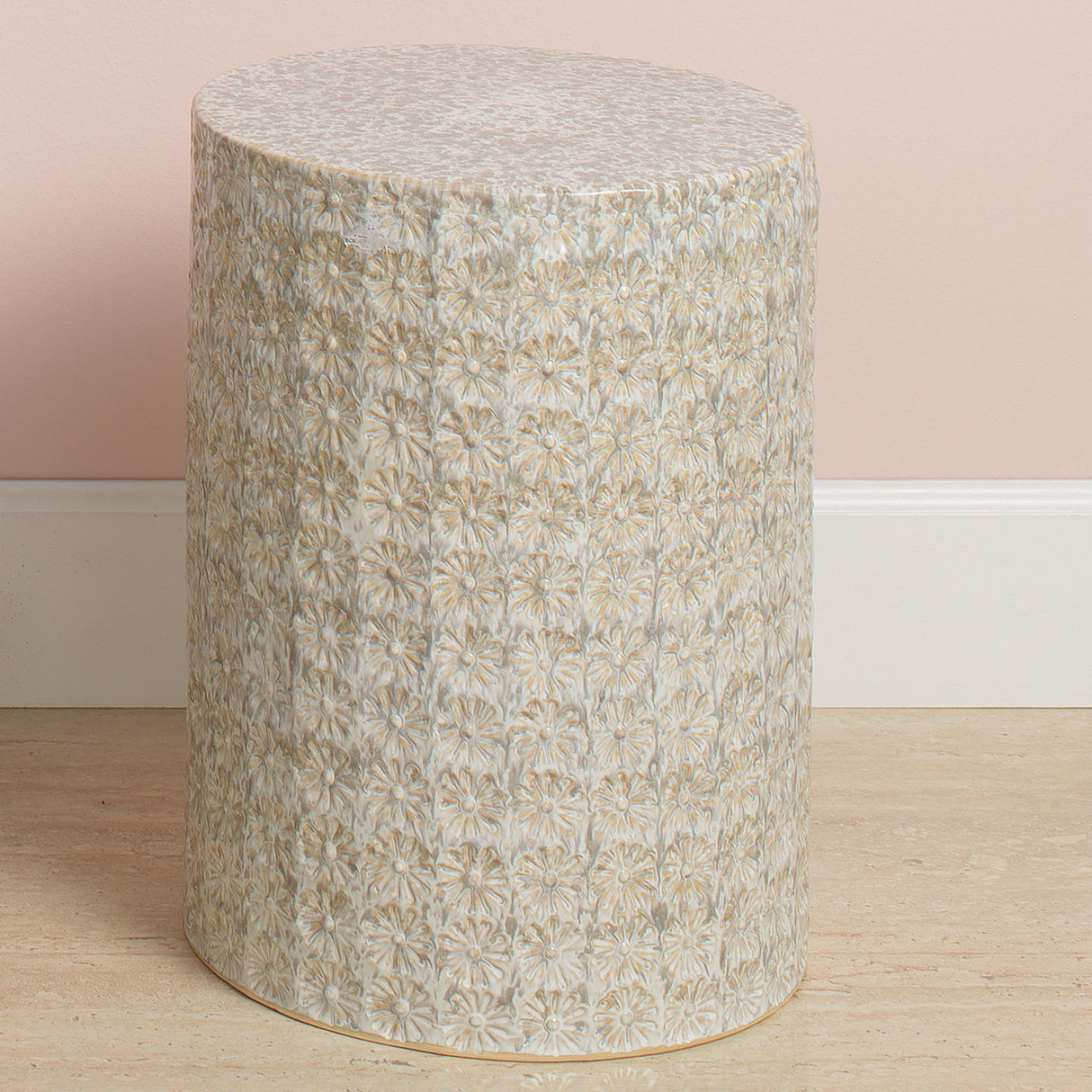 Jamie Young Wildflower Indoor/Outdoor Ceramic Side Table, Cream