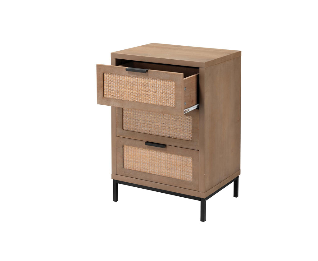 Jamie Young Reed 3 Drawer Side Table Brown Furniture