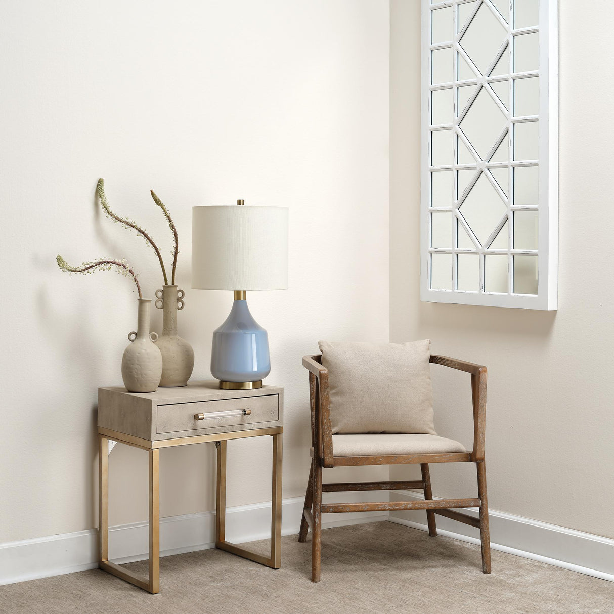 Jamie Young Kain Faux Shagreen Side Table, Cream