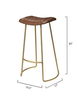 Jamie Young Theo Leather Bar Stool, Brown