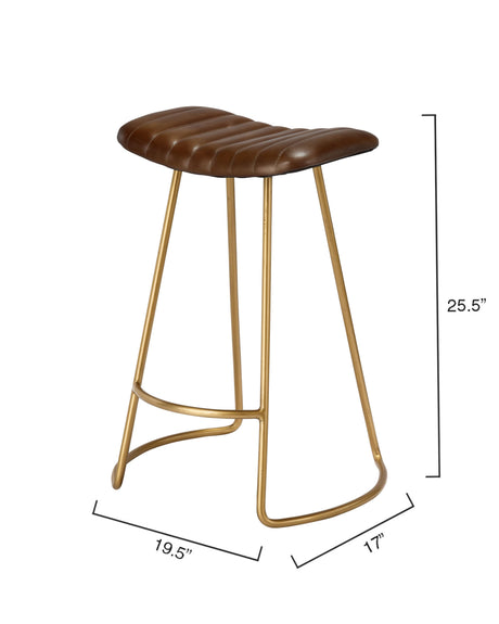 Jamie Young Theo Leather Counter Stool, Brown