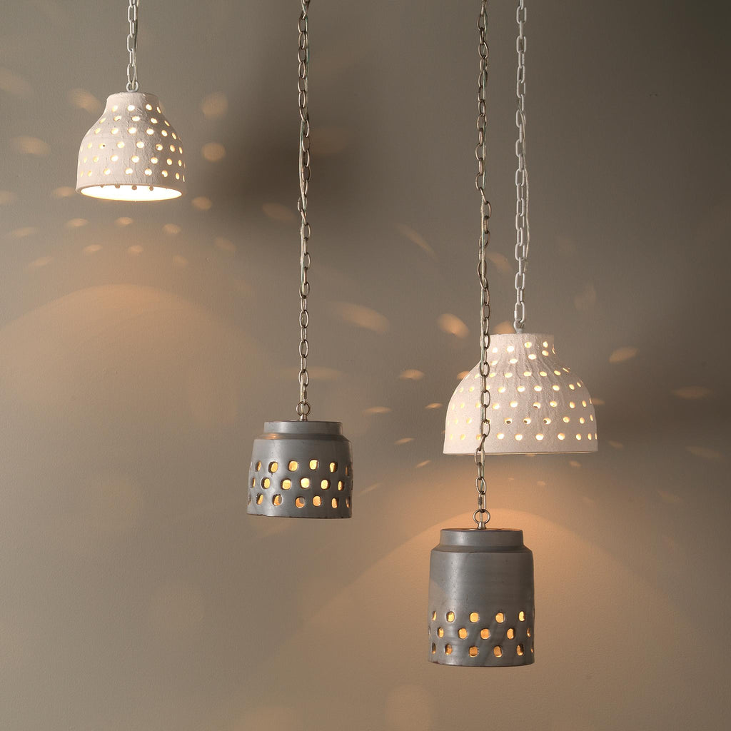 Jamie Young Tapered Perforated Grey Pendants