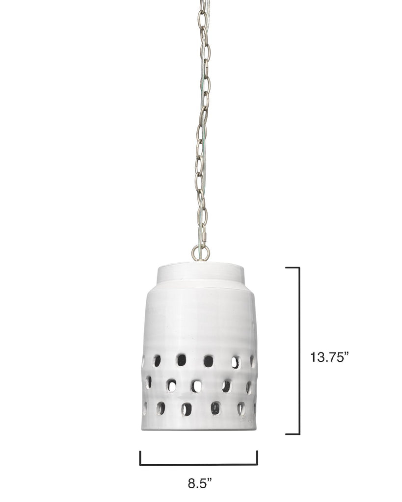 Jamie Young Long Perforated White Pendants