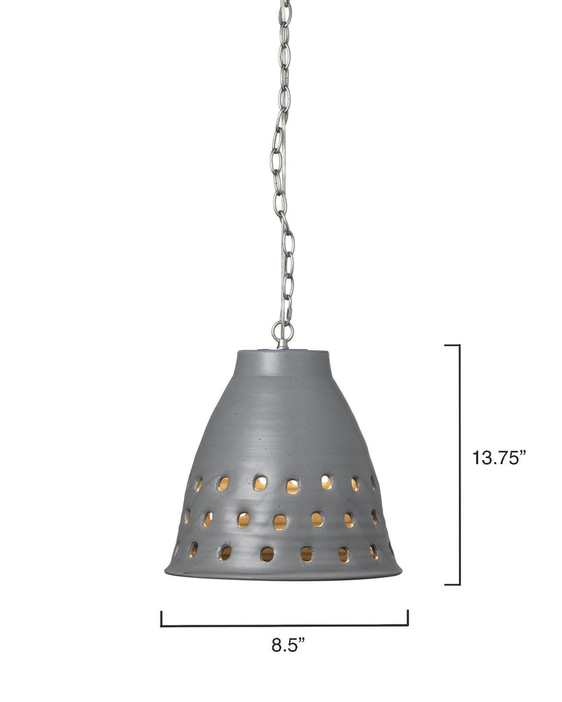 Jamie Young Long Perforated Grey Pendants