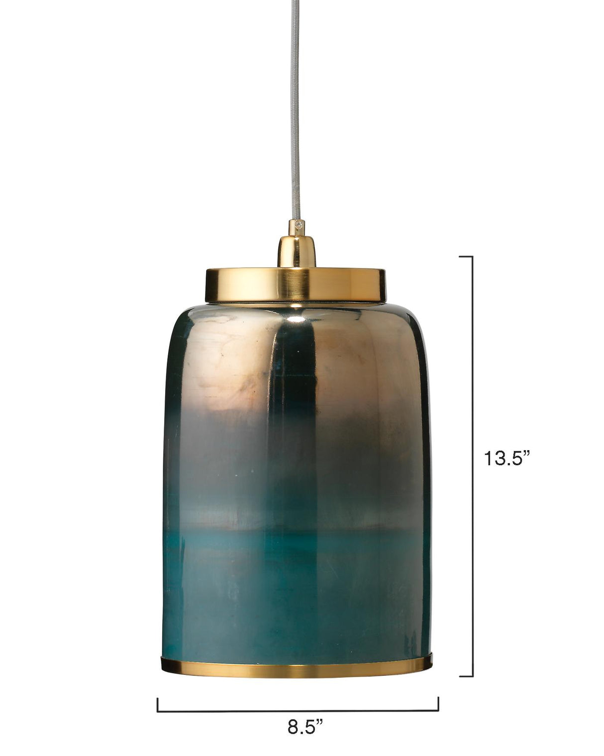 Jamie Young Vapor Metallic Glass 1-Light Pendant, Aqua