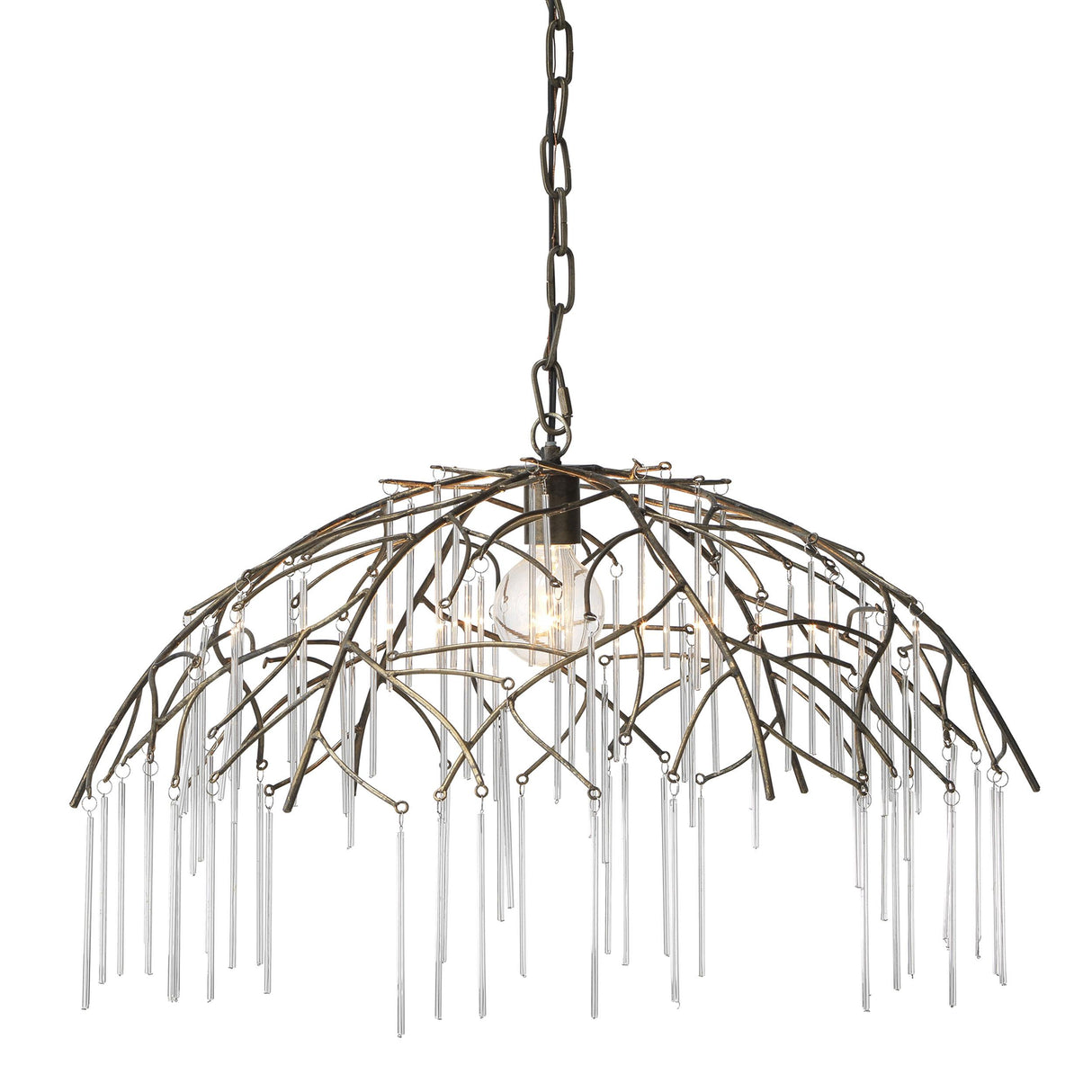 Jamie Young Vine Glass and Iron 1-Light Pendant