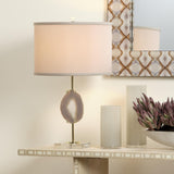Jamie Young Agate Slice Table Lamp with Linen Shade