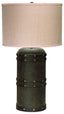 Jamie Young Barrell Leather Table Lamp with Elephant Hemp Shade