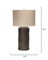 Jamie Young Barrell Leather Table Lamp with Elephant Hemp Shade