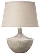 Jamie Young Basketweave Ceramic Table Lamp with Linen Shade