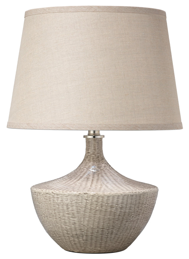 Jamie Young Basketweave Ceramic Table Lamp with Linen Shade