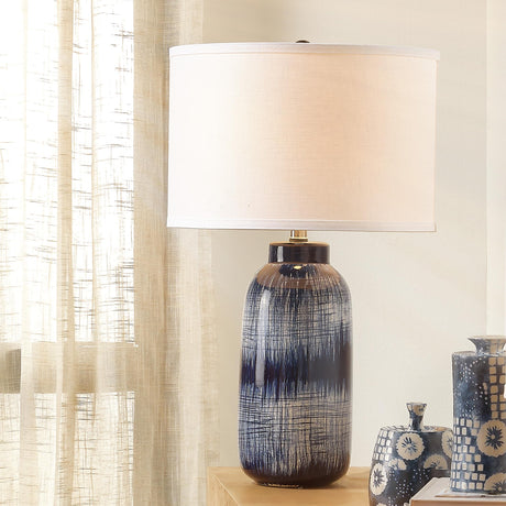 Jamie Young Batik Ceramic Table Lamp with Linen Shade
