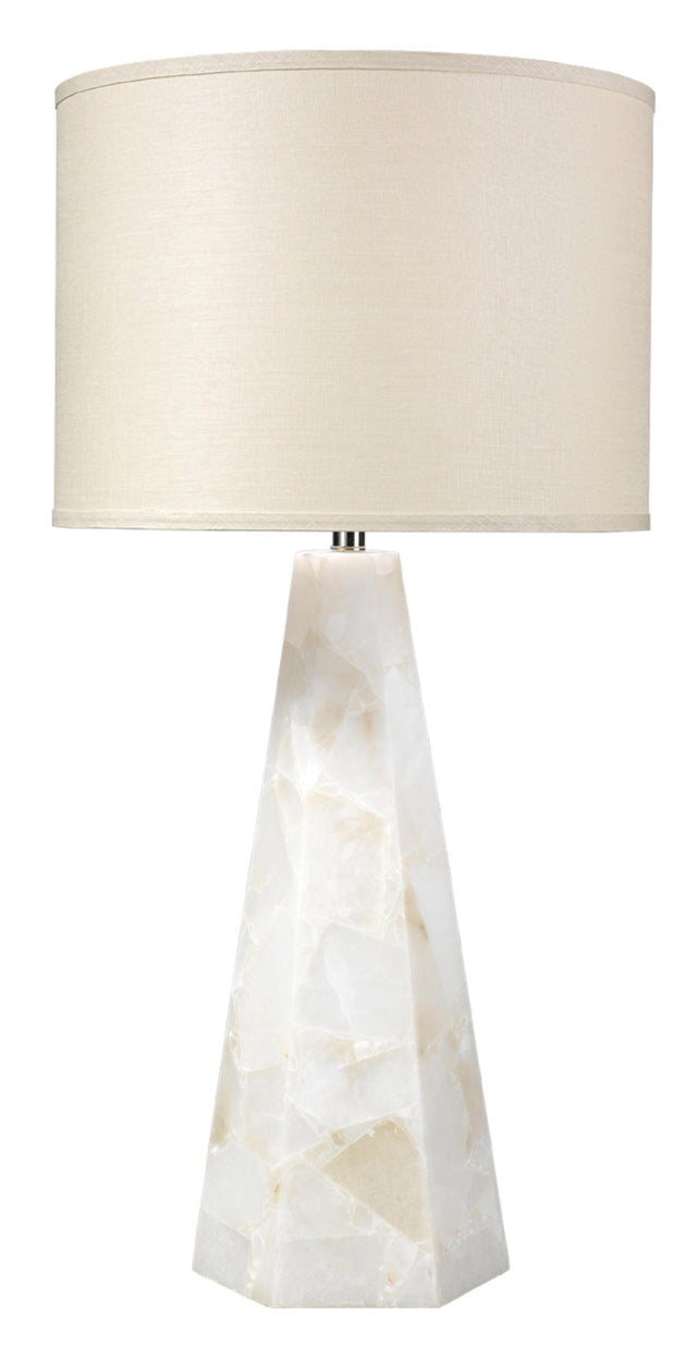 Jamie Young Borealix Alabaster Hexagon Table Lamp with Linen Shade