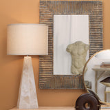 Jamie Young Borealix Alabaster Hexagon Table Lamp with Linen Shade