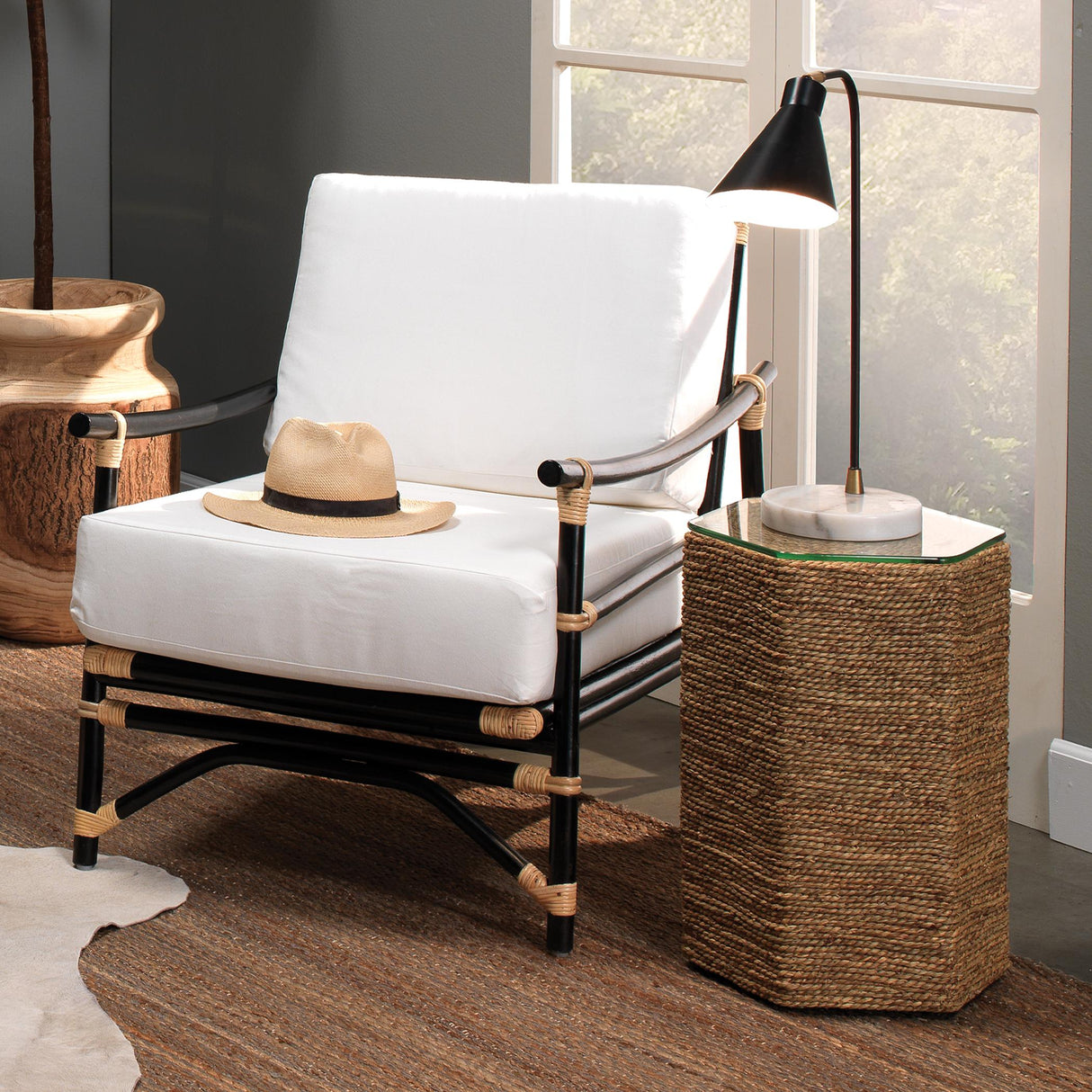 Jamie Young Chronicle Marble Task Lamp with Iron Shade