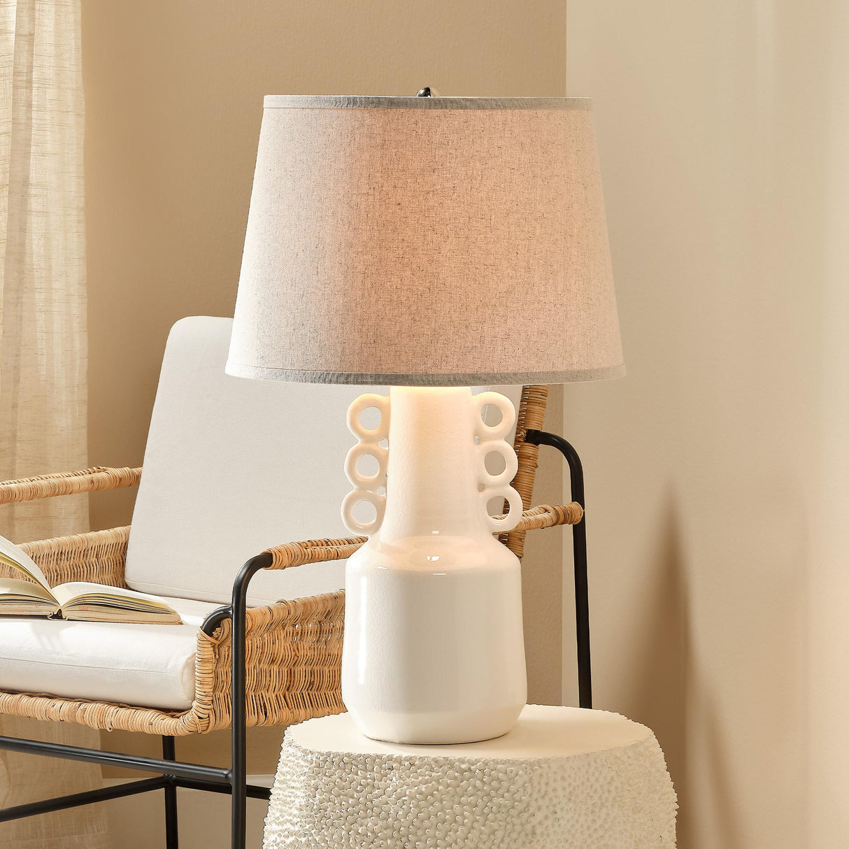 Jamie Young Circus Ceramic Table Lamp with Linen Shade
