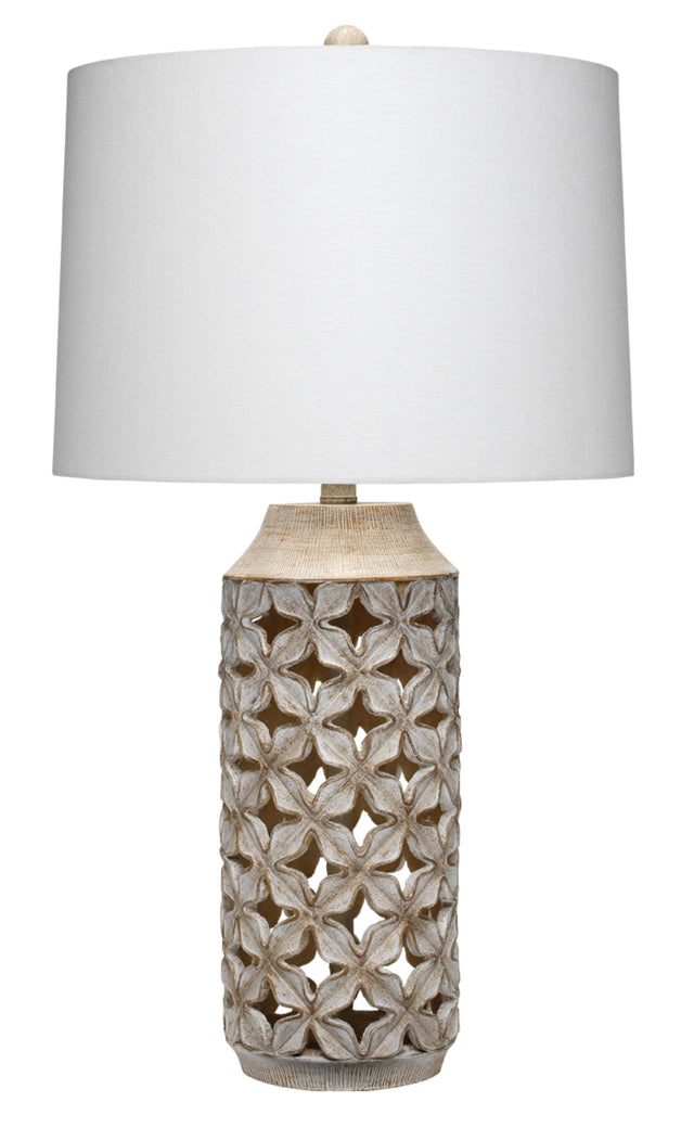 Jamie Young Flora Resin Table Lamp, White Wash