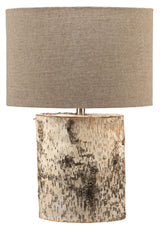 Jamie Young Forrester Birch Wood Table Lamp with Linen Shade