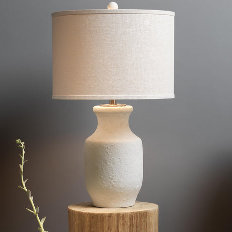 Jamie Young Gilbert Cement Table Lamp with Grasscloth Shade