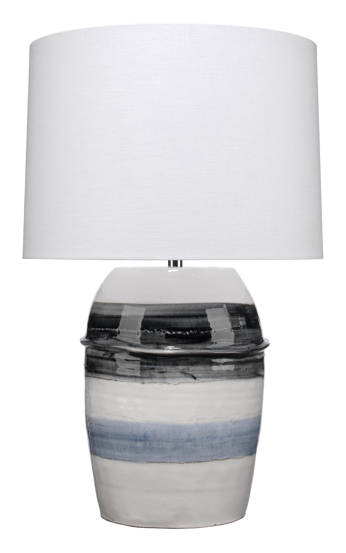Jamie Young Horizon Striped Ceramic Table Lamp with Linen Shade