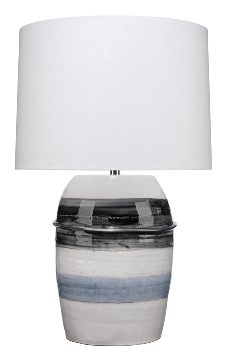 Jamie Young Horizon Striped Ceramic Table Lamp with Linen Shade