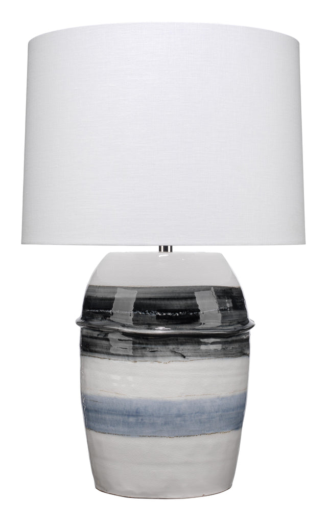 Jamie Young Horizon Striped Ceramic Table Lamp with Linen Shade