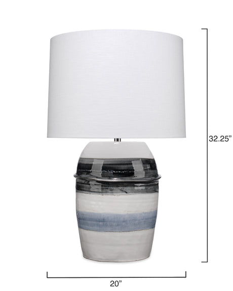 Jamie Young Horizon Striped Ceramic Table Lamp with Linen Shade