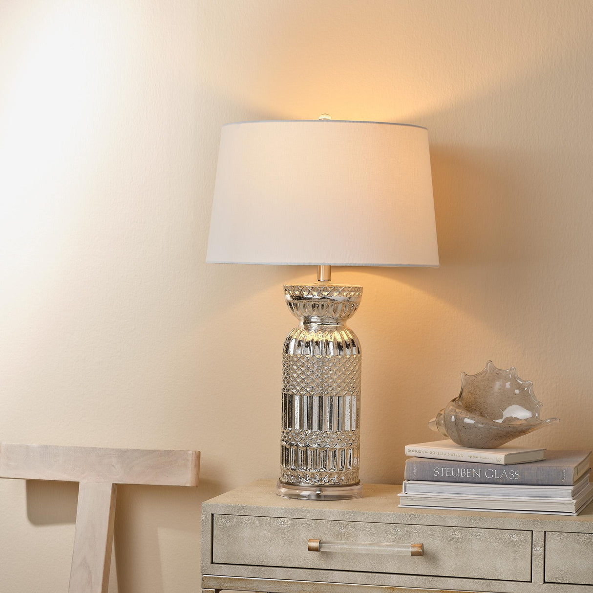 Jamie Young Isla Glass Table Lamp, Silver