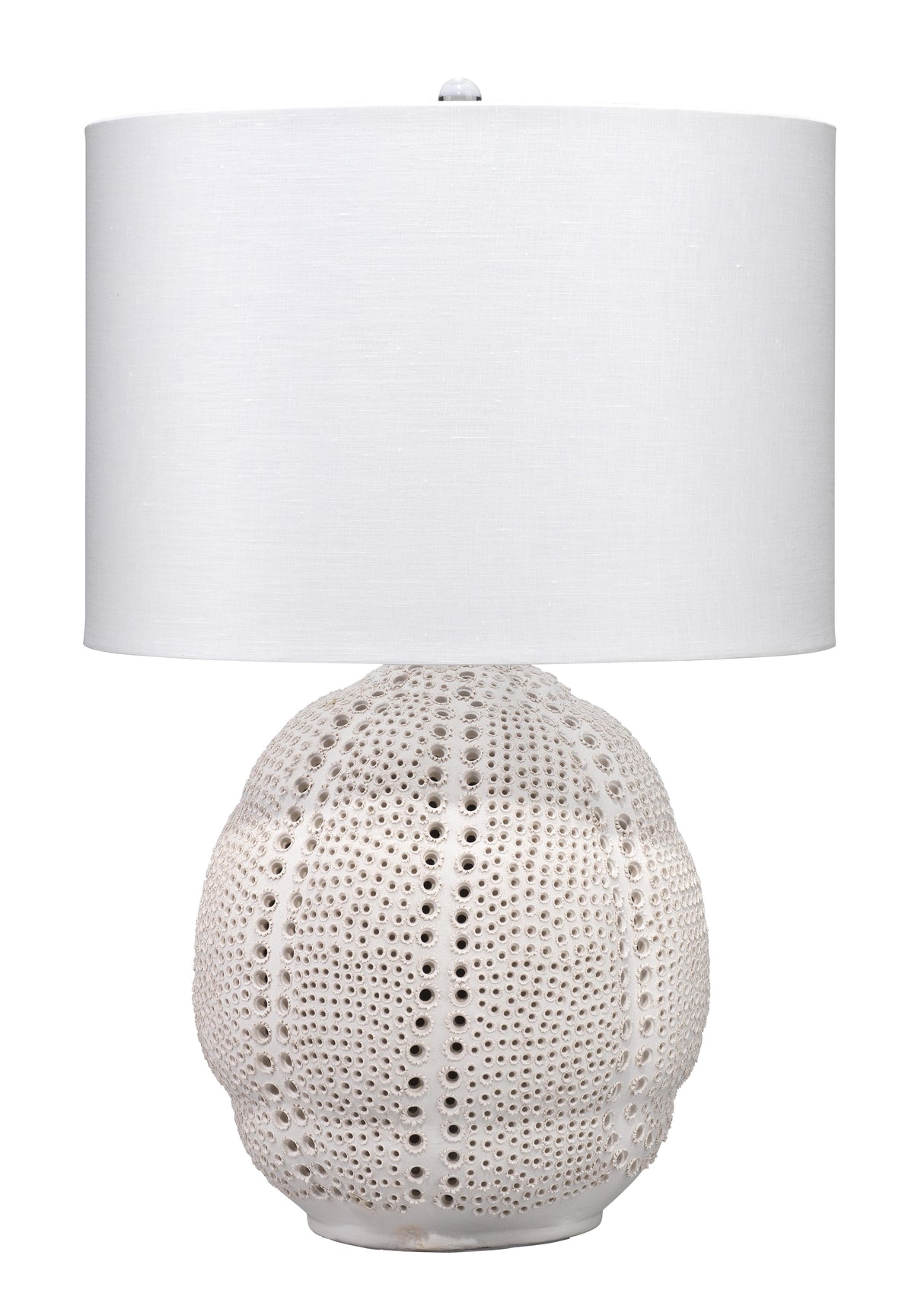 Jamie Young Lunar Polyresin Table Lamp with Linen Shade, White
