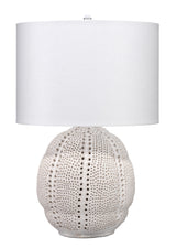 Jamie Young Lunar Polyresin Table Lamp with Linen Shade, White