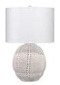 Jamie Young Lunar Polyresin Table Lamp with Linen Shade, White