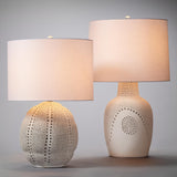 Jamie Young Lunar Polyresin Table Lamp with Linen Shade, White