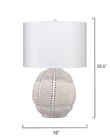 Jamie Young Lunar Polyresin Table Lamp with Linen Shade, White