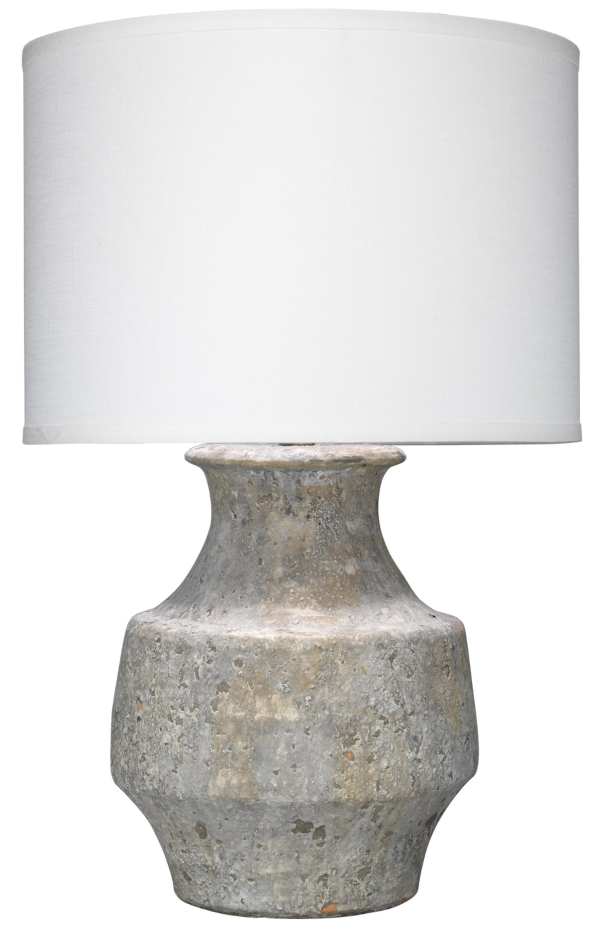 Jamie Young Masonry Ceramic Table Lamp with Linen Shade, Grey